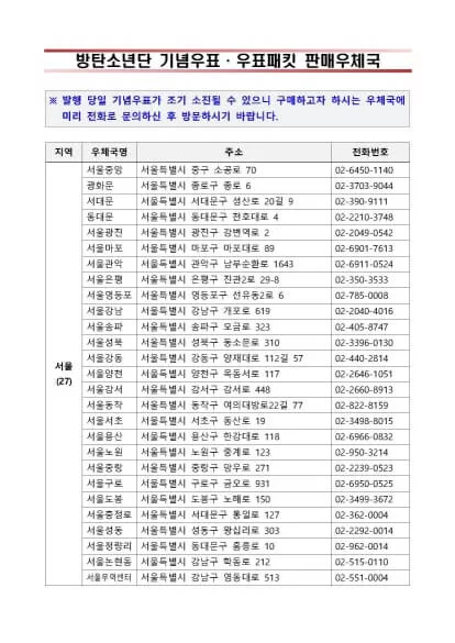 BTS 우표 판매소_서울