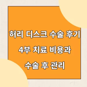 허리 디스크 수술 후기_4부 치료 비용과 수술 후 관리_표지