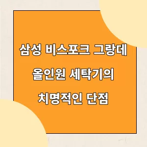 비스포크 그랑데 올인원 세탁기의 치명적인 단점_표지